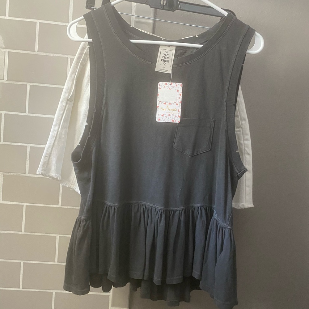 Free people Tank top washed/ worn peplum NWT